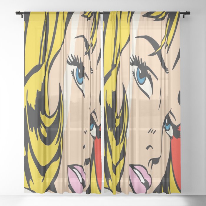 Lichtenstein Girl Pop Art 1963 Print  Sheer Curtain