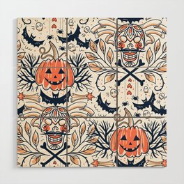 Halloween Pattern Background  Wood Wall Art