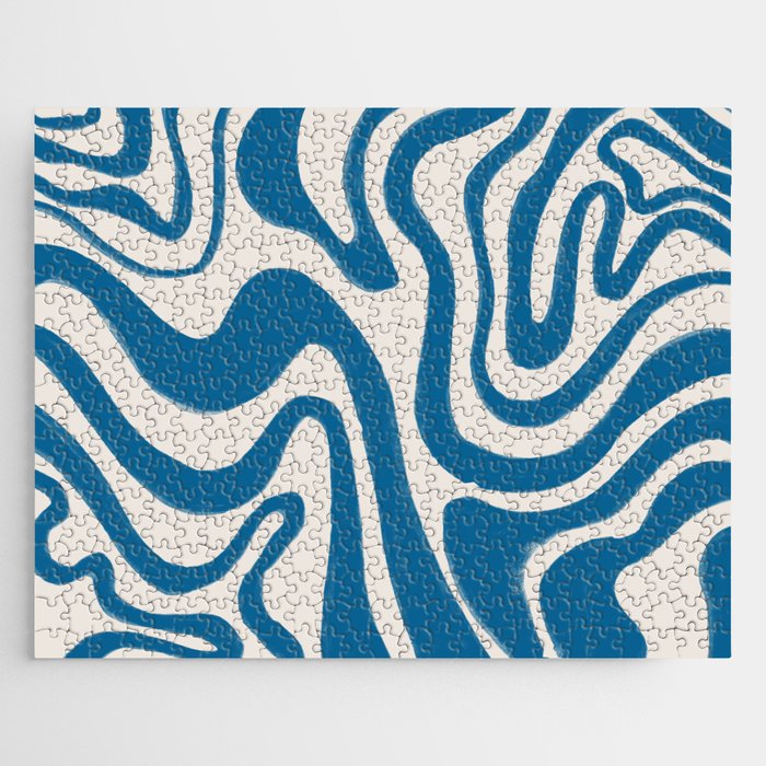 Daphne Blue Minimalistic Hand-Painted Swirl Jigsaw Puzzle