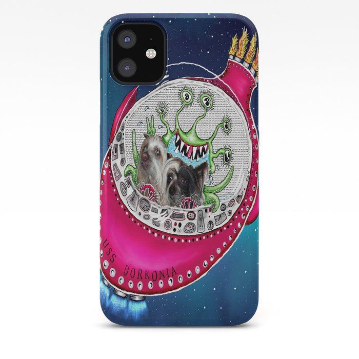 Chinese Crested Hairless Dogs In Space Iphone Case By Amygale