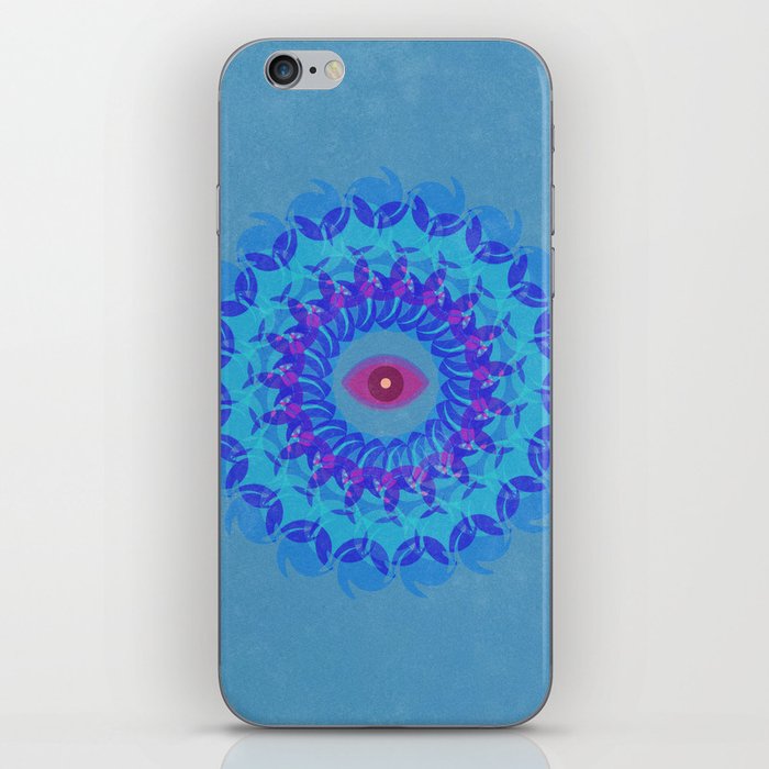 Mandela Eye Blue Print Psychedelic kaleidoscope effect iPhone Skin