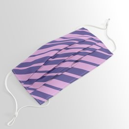 [ Thumbnail: Plum and Dark Slate Blue Colored Lines/Stripes Pattern Face Mask ]