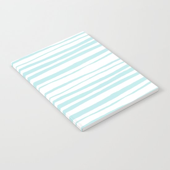 Handmade aqua turquoise Stripes on white - Maritime pattern Notebook