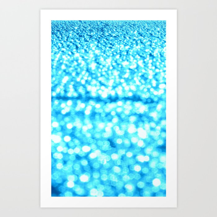 Turquoise Bokeh Sparkles Art Print