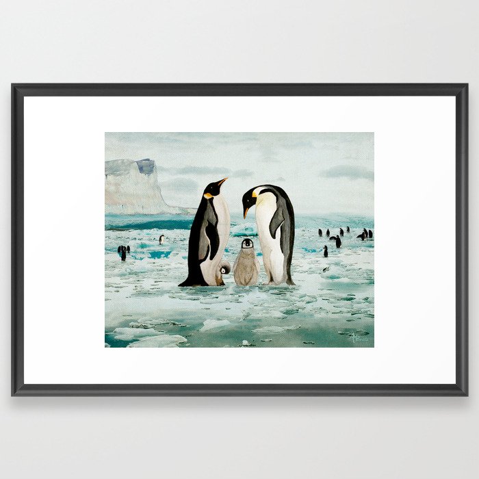 Emperor Penguin Family Framed Art Print