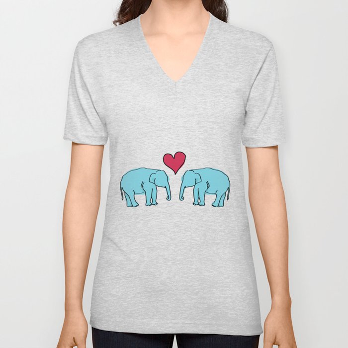 Elephant Love V Neck T Shirt
