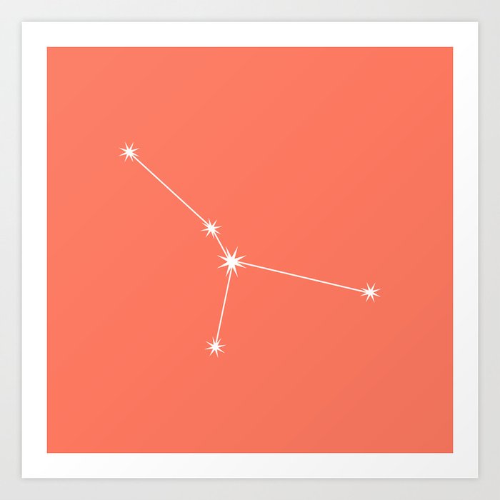CANCER Coral Red – Zodiac Astrology Star Constellation Art Print
