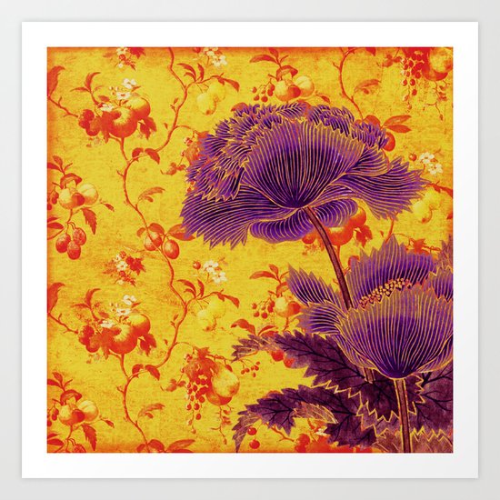 floral chinoiserie Art Print