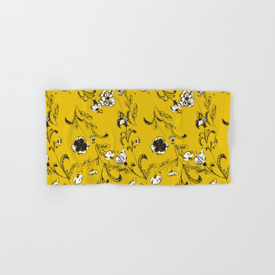 Yellow Floral Pattern Hand & Bath Towel