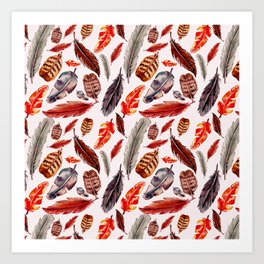 Deep Red Feathers Art Print