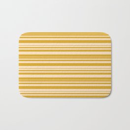 [ Thumbnail: Goldenrod and Bisque Colored Striped/Lined Pattern Bath Mat ]