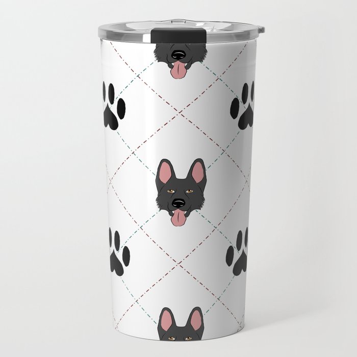 Black German Shepherd Paw Print Pattern Travel Mug By Sonnefaunart Society6