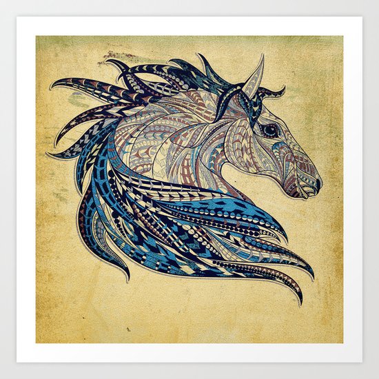Grunge Ethnic Horse Art Print