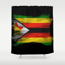 Zimbabwe flag brush stroke, national flag Shower Curtain
