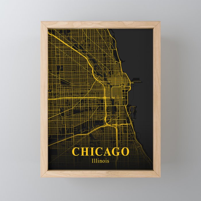 Chicago map Framed Mini Art Print