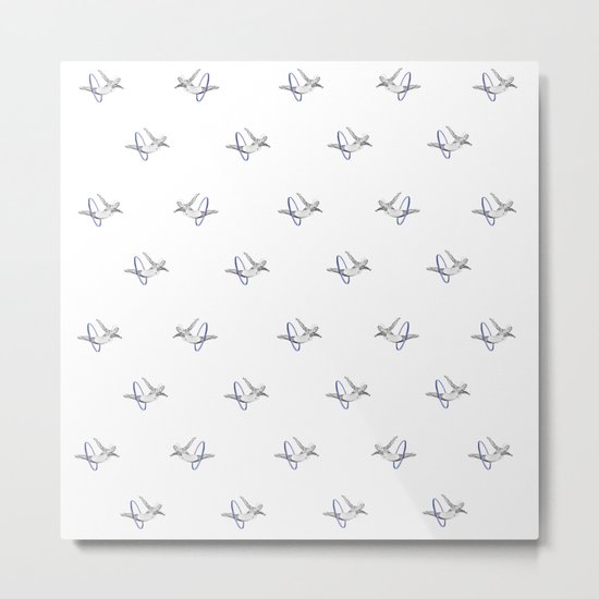 Hoop Diving - Pattern on White Metal Print