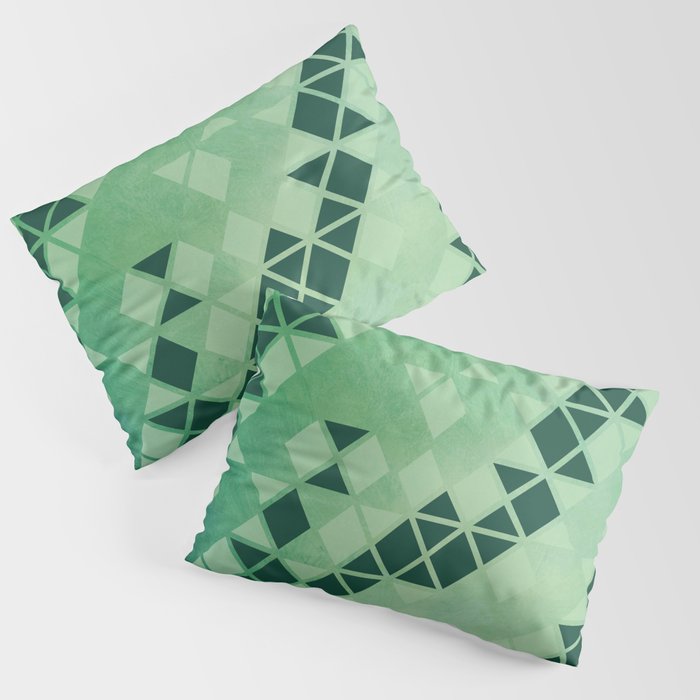 Forest Green -  Geometric Triangle Pattern Pillow Sham