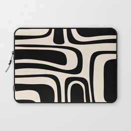 Palm Springs - Midcentury Modern Abstract Pattern in Black and Almond Cream  Laptop Sleeve