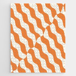 Retro Wavy Abstract Swirl Pattern in Orange Jigsaw Puzzle