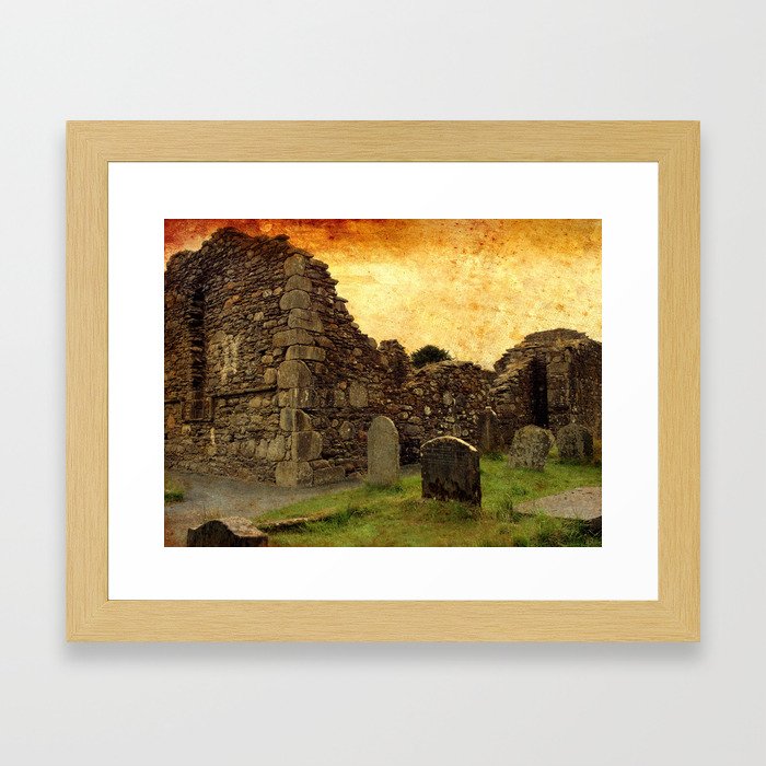 Ancient Irish Graveyard Ruins Framed Art Print