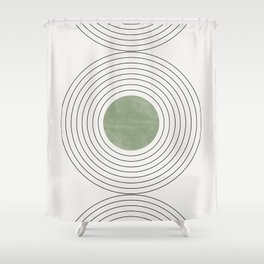 Fresh Pattern, Green Circle Shower Curtain
