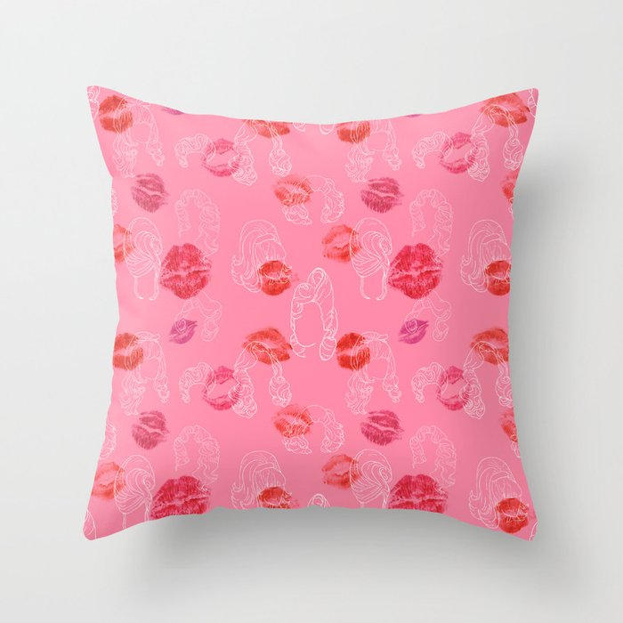 Wigs & Lipstick Throw Pillow