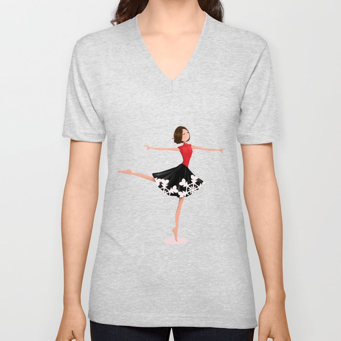 Dancing Lady V Neck T Shirt