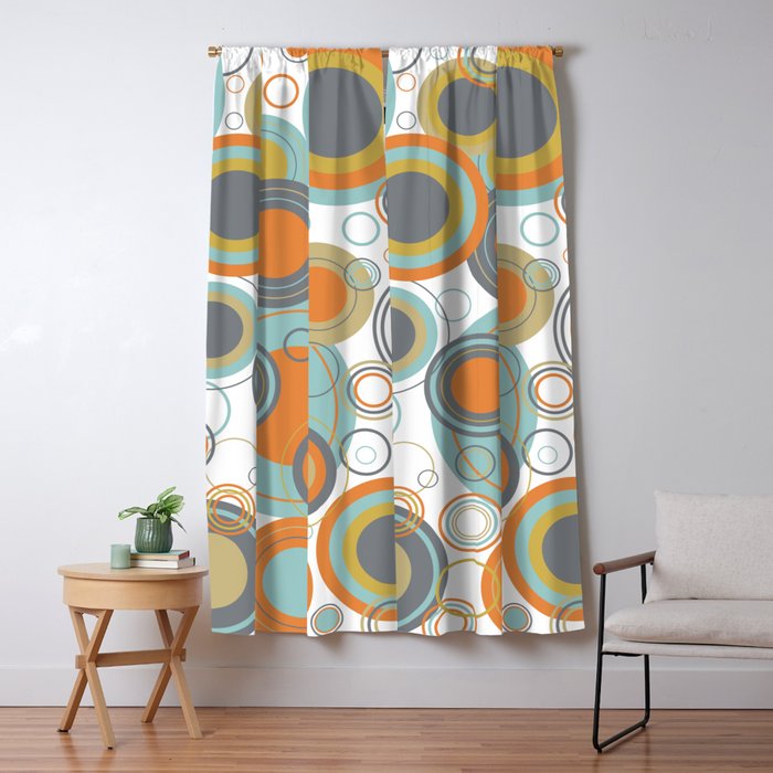 Retro Mid Century Modern Circles Geometric Bubbles Pattern Blackout Curtain By 19monkeys Society6