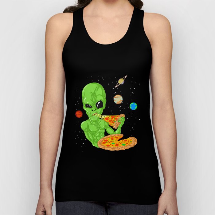 alien eating pizza Tank Top