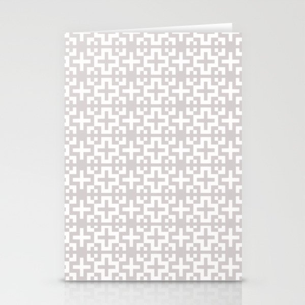 Minimal Nordic Crosses - Scandinavian Warm Grey Pattern Stationery Cards
