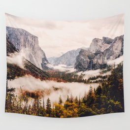 Amazing Yosemite California Forest Waterfall Canyon Wall Tapestry