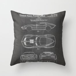 Classic Car Patent - American Car Art - Black Chalkboard Throw Pillow