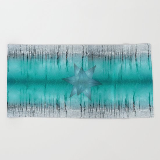 Crystal frozen star forest Beach Towel