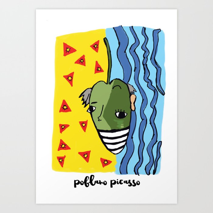 Funny Poblano Picasso Pepper Pun Art Print