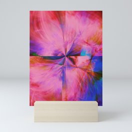 Pink and Blue Abstract Cross Splash Artwork Mini Art Print