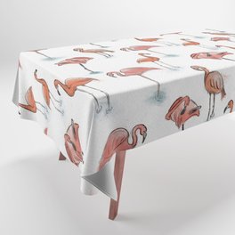 Watercolor and ink flamingo flock sketches Tablecloth