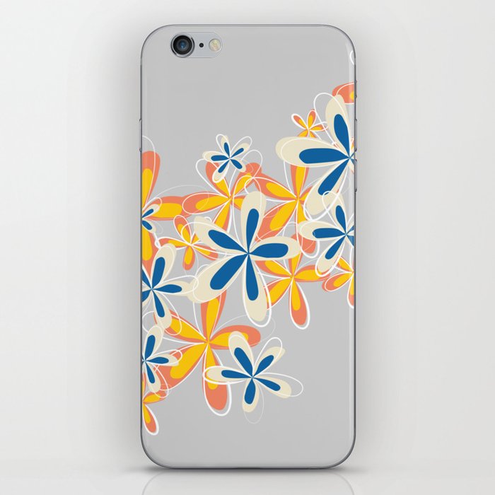 Arden - Minimalistic Floral Art Pattern in Orange and Blue iPhone Skin