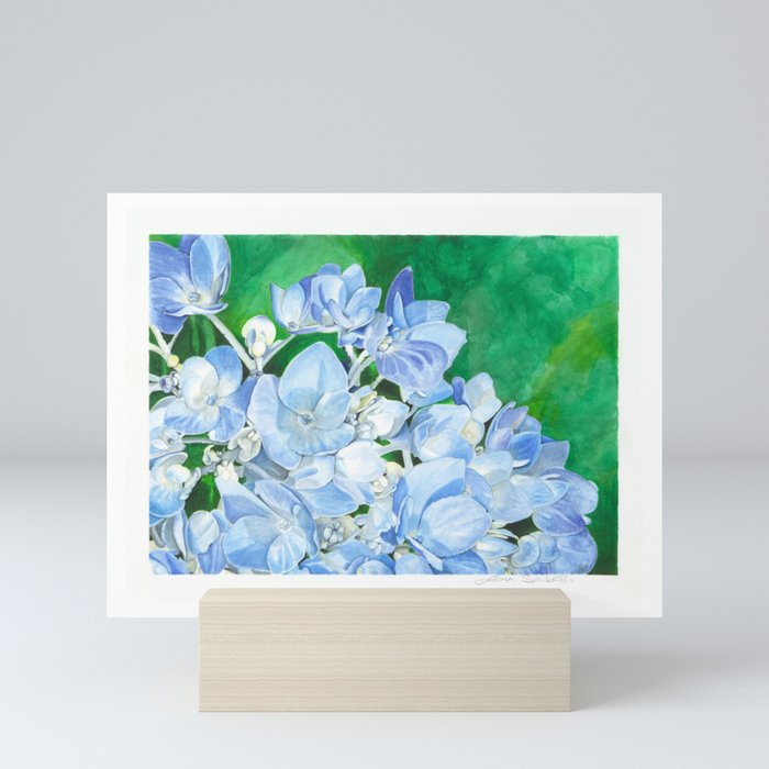 Watercolor Hydrangea Blossoms Mini Art Print