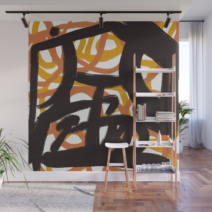 Abstract brushstrokes and line deco var 4 Wall Mural