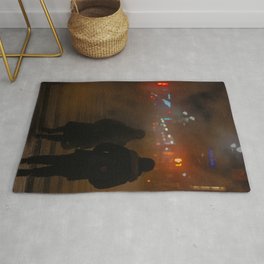 Couples on Street at Night Area & Throw Rug