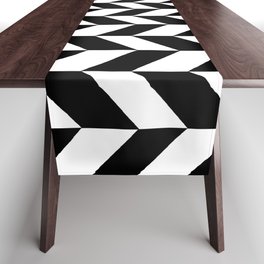 Herringbone Texture (Black & White) Table Runner