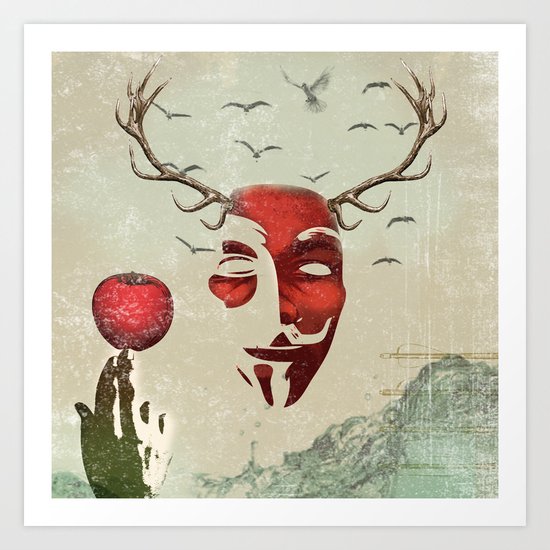 isaac and his apple Art Print