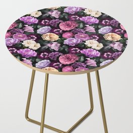 Midnight Garden - Vintage Flowers. Purple Roses, Anemone and Ranunculus. Side Table