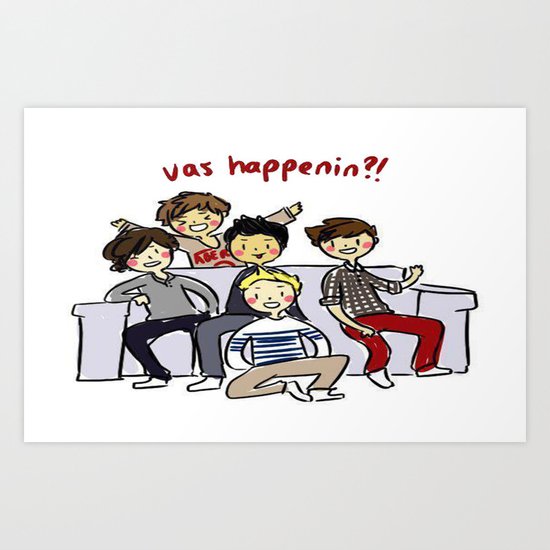 One Direction 'Vas Happenin' Cartoon Art Print
