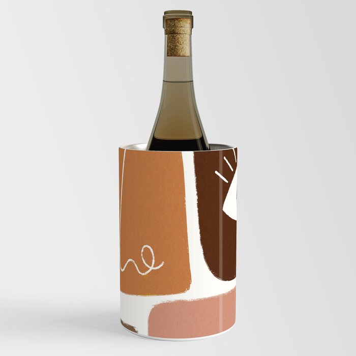 Abstract Face Contemporary Earthy Tones Wine Chiller