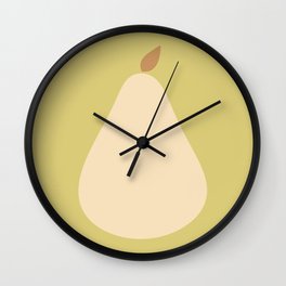 Minimal Pear Fruit - Green Wall Clock