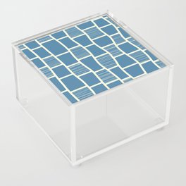 Abstract Funky Squares Pattern in Celadon Blue and Light Yellow Acrylic Box