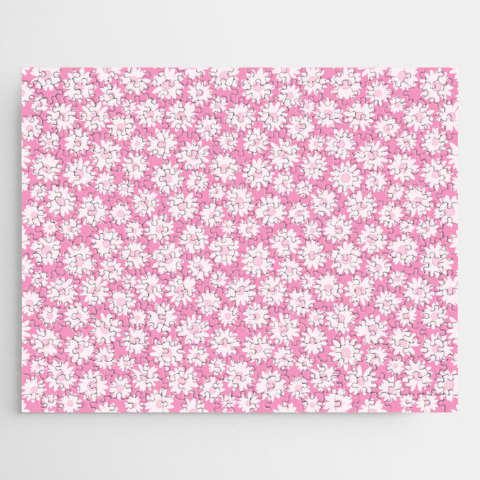 Pink Daisy flowers pattern. Digital Illustration background Jigsaw Puzzle