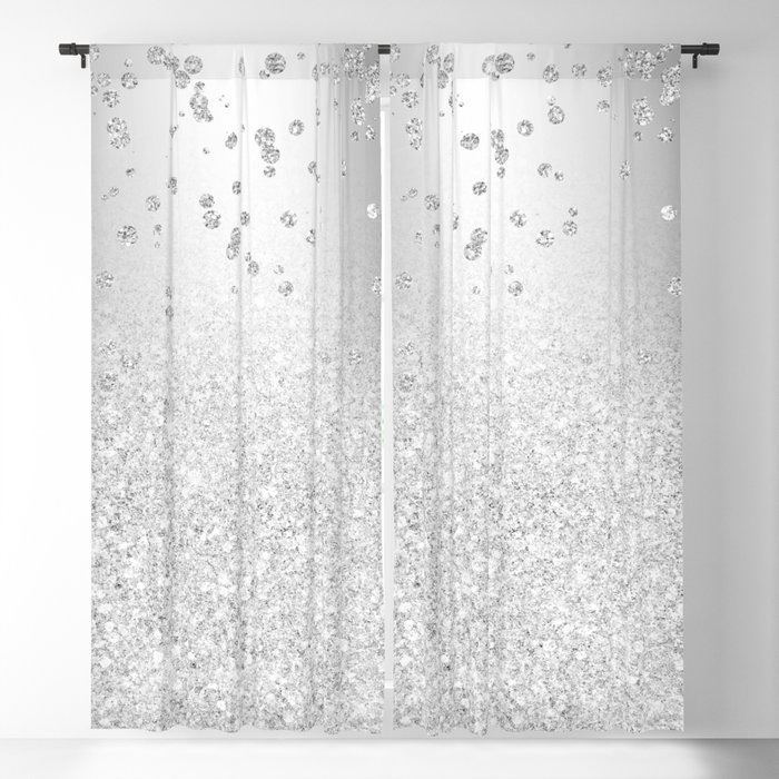 Modern Silver Glitter Ombre Metallic, Silver Metallic Shower Curtain