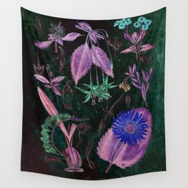 Botanical Study #3, Vintage Botanical Illustration Collage Art Wall Tapestry